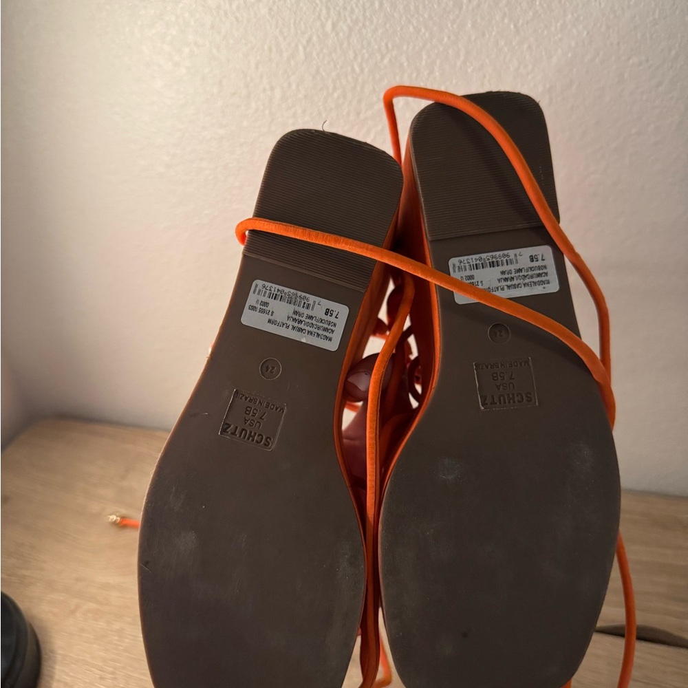 Schutz Orange Strappy Heels - Worn Once - Picture 4 of 5